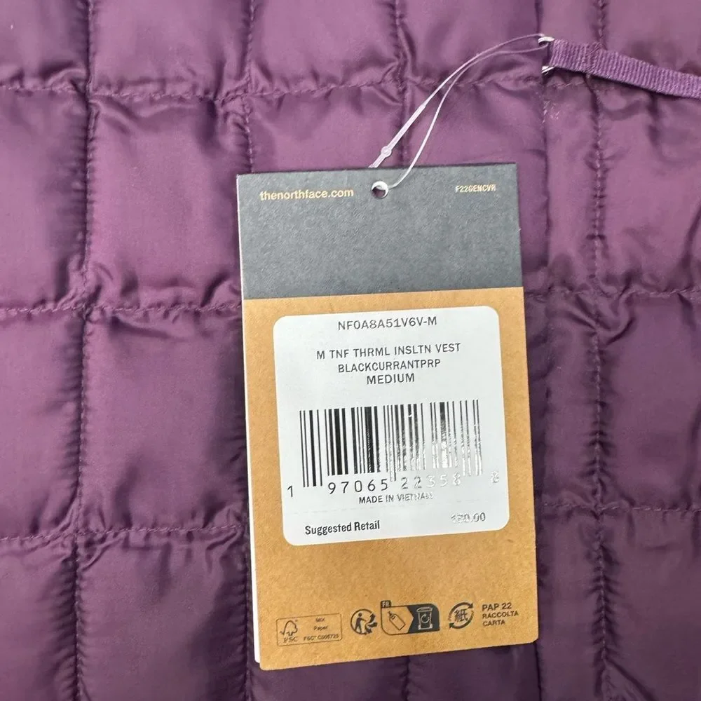 The North Face Thermal Insulated Vest Mens Medium BNWT Black Currant Purple